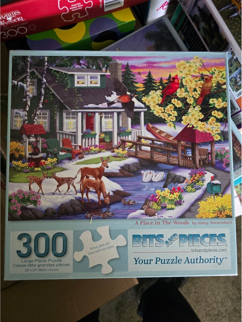 Bits and Pieces A Place In The Woods 300 Pc Large Piece Jigsaw Puzzle Complete